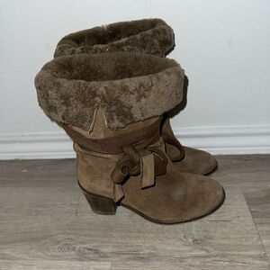 Humanoid designer suede tie boots dress